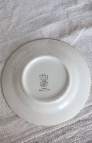 Tasse à thé Gien vintage faïence ivoire - Motif fleuri bleu