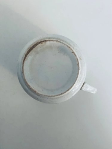 Tasse Ancienne Faïence Bleue Décor Floral - Charme Campagne Chic