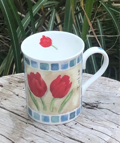 Tasse en porcelaine Fine Bone China motif Tulipe
