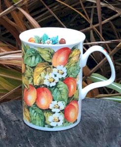 Roy Kirkham porcelain cup with fruit patterns