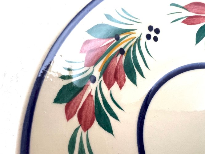 Tasse et soucoupe en faïence HB Quimper décor "Bohème" — fait main