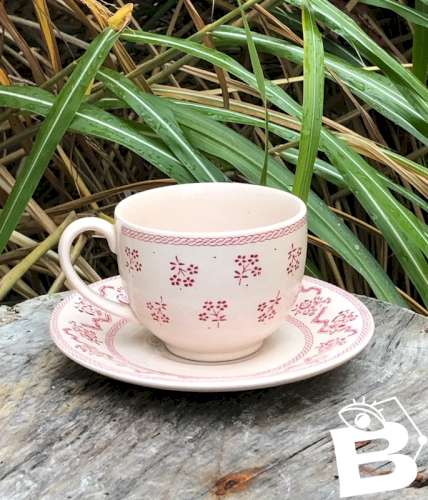Tasse et soucoupe rose clair England Johnson Brothers