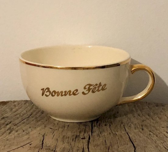 Tasse et soucoupe Villeroy & Boch crème et dorée Bonne Fête