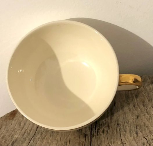 Tasse et soucoupe Villeroy & Boch crème et dorée Bonne Fête