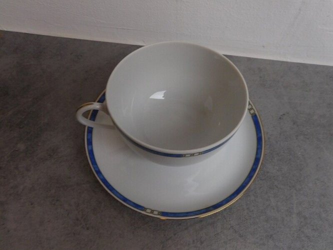 TASSE ET SOUS TASSE CHRISTOFLE PORCELAINE MICRO GOLD BLEU