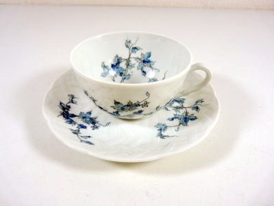 Tasse et sous-tasse porcelaine Limoges Bernardaud modèle Saint Saëns signées