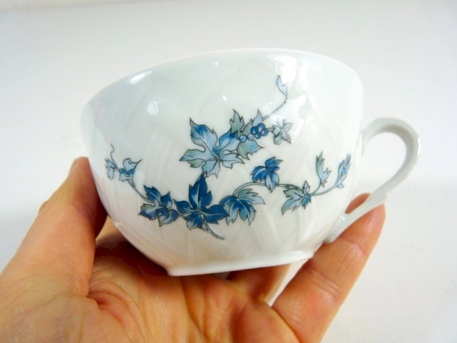 Tasse et sous-tasse porcelaine Limoges Bernardaud modèle Saint Saëns signées