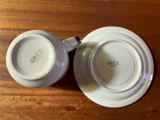 Tasse fleurie en grès Koréa vintage