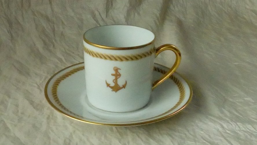 TASSE LITRON EN PORCELAINE DE LIMOGES ANCRE  MARINE BERNARDEAU FRANCE*