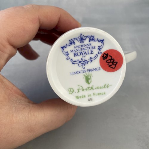 Tasse litron porcelaine limoges Ancienne manufacture royale D. Porthault