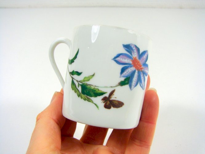 Tasse Porcelaine A. Raynaud Limoges Décor Fleurs Signée H - 5,8 cm