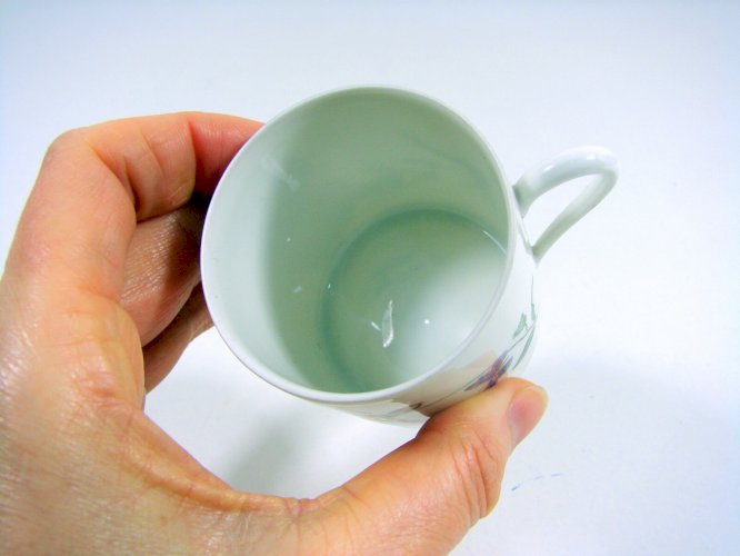 Tasse Porcelaine A. Raynaud Limoges Décor Fleurs Signée H - 5,8 cm