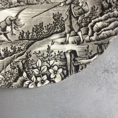 Tasse soucoupe + pot à lait + sucrier MYOTT England décor The hunter Le chasseur