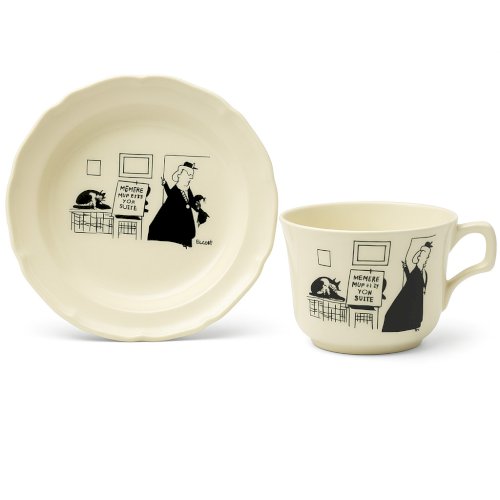 Tasse & sous-tasse Jacques Faizant Saint Amand humour chat vieille dame  vintage