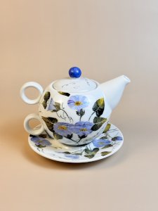 Hand-painted porcelain individual teacup - Signed "Annie"