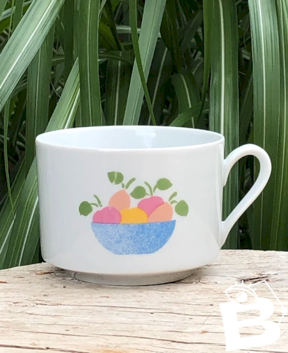 Tasse vintage en porcelaine Alpac aux couleurs acidulées
