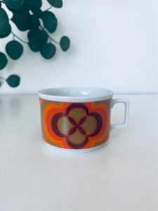 Tasse Vintage Porcelaine Schirnding Bavaria Orange Rétro Années 70