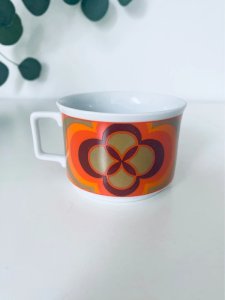 Tasse Vintage Porcelaine Schirnding Bavaria Orange Rétro Années 70
