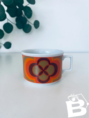 Tasse Vintage Porcelaine Schirnding Bavaria Orange Rétro Années 70