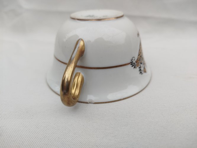 Tasse ancienne en porcelaine, Raynaud Cie, Limoges, Pierre Bégué à Biarritz 