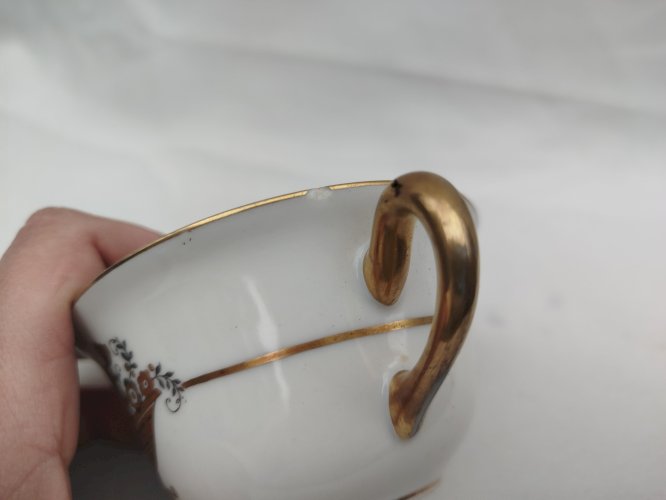 Tasse ancienne en porcelaine, Raynaud Cie, Limoges, Pierre Bégué à Biarritz 