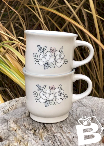 Tasses à café Stoneware modèle Garlande couleur coton