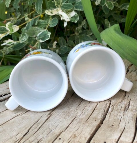 Tasses à expresso vintage en porcelaine Bavaria motifs fleurs