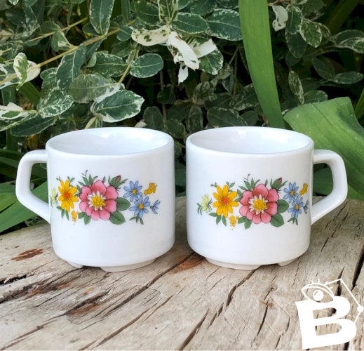 Tasses à expresso vintage en porcelaine Bavaria motifs fleurs
