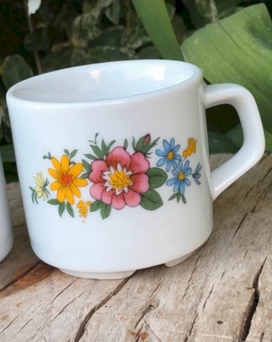 Tasses à expresso vintage en porcelaine Bavaria motifs fleurs