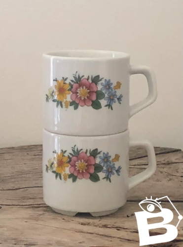 Tasses à expresso vintage en porcelaine Bavaria motifs fleurs