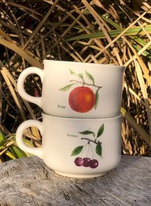 Carrigaline Pottery Ireland fruit pattern mugs