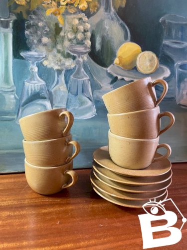 Tasses en grès moucheté vintage