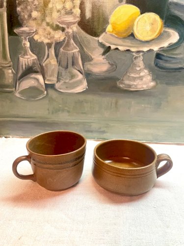 Tasses en grès vintage Volkoff Vallauris