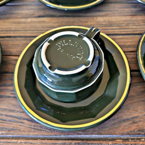 Tasses expresso bistrot Apilco Pillivuyt, vert impérial liseré doré