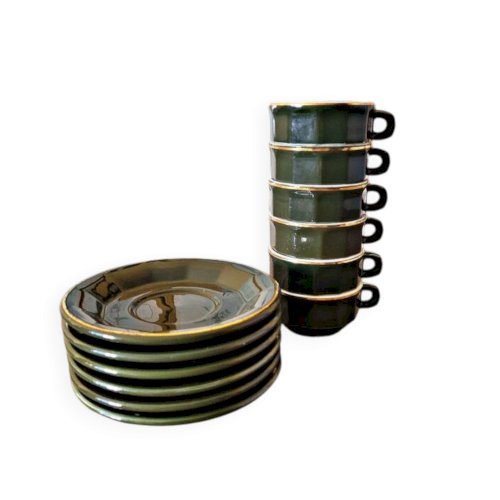 Tasses expresso bistrot Apilco Pillivuyt, vert impérial liseré doré