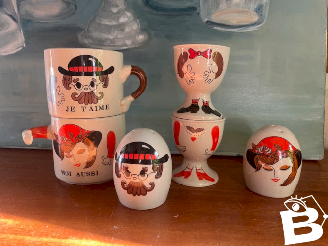 Tasses « Je t’aime Moi aussi » Made in Korea vintage 6 pièces