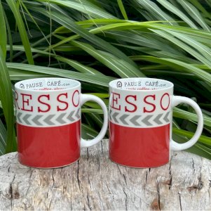 Red and white Maisons du Monde mugs