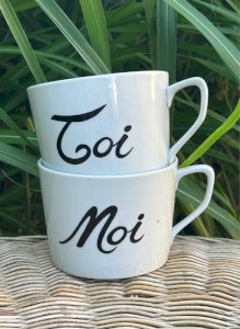Tasses rétro vintage Toi et Moi en porcelaine Italienne