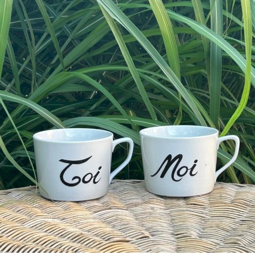 Tasses rétro vintage Toi et Moi en porcelaine Italienne