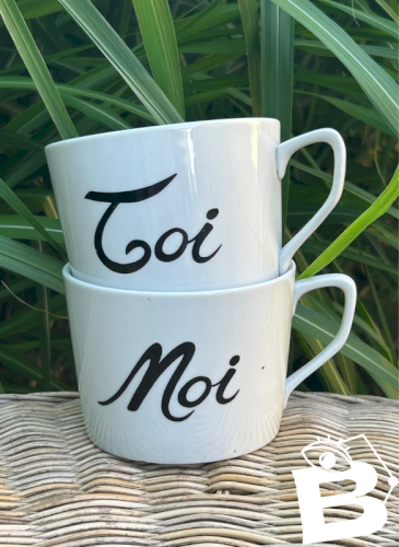 Tasses rétro vintage Toi et Moi en porcelaine Italienne