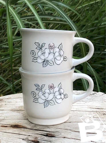 Tasses vintage Stoneware Fleur de Lune en grès