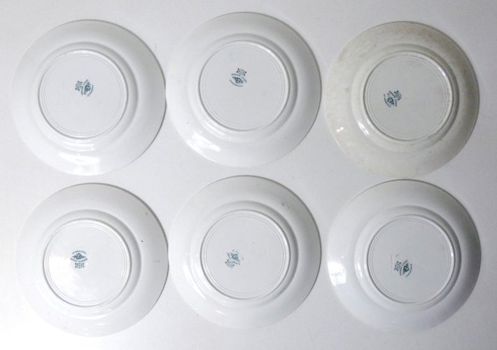 Terre de fer 6 assiettes plates Art Déco modèle NORMAND