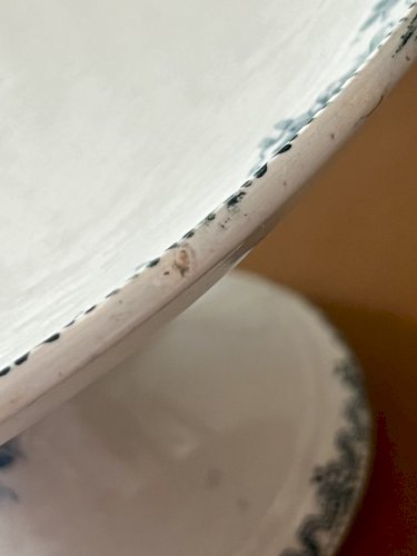 Terre de Fer - Compotier piédouche frise florale bleue