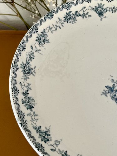 Terre de Fer - Compotier piédouche frise florale bleue