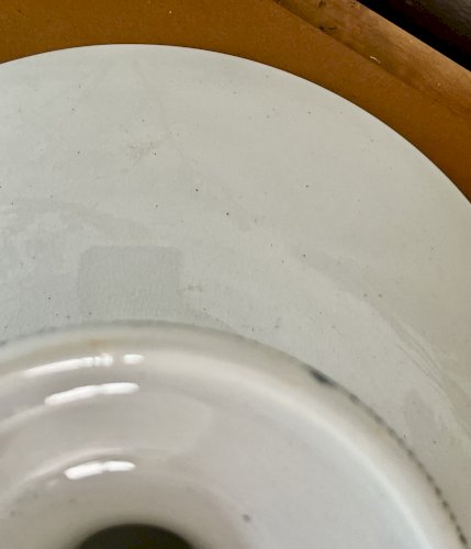 Terre de Fer - Compotier piédouche frise florale bleue