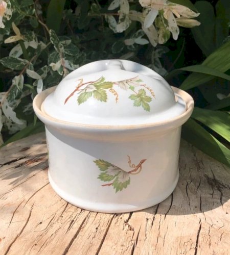 Terrine ovale blanche motifs lierres