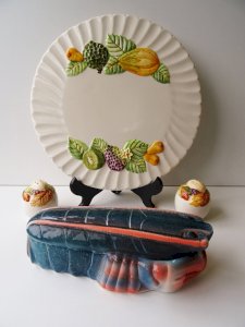 Zoomorphic Terrine Blue Lobster Barbotine in Faience signed Michel Caugant