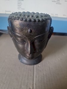 Tête de bouddha en métal effet bronze éditions Robert Laffont Haut.~12.5cm