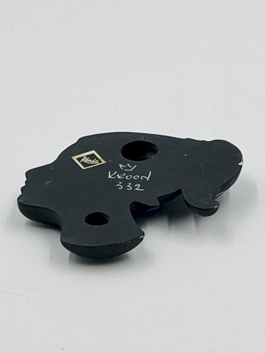 Tête de femme stylisée en céramique émaillée noir Kroon Kenia, années 60–70