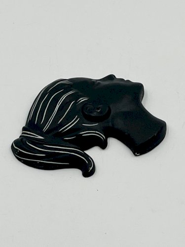 Tête de femme stylisée en céramique émaillée noir Kroon Kenia, années 60–70